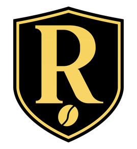 Rivaro Coffee Logo Rivaro Coffee Logo Crest with R in Creset