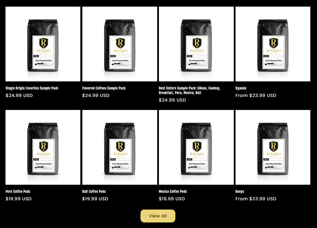 Rivaro Coffee Selection Rivaro Coffee Selection with a view all button link
